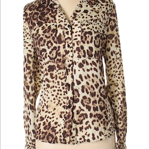 Le Lis Tops - Beautiful Le Lis Leopard Print Lace Up Top-Small